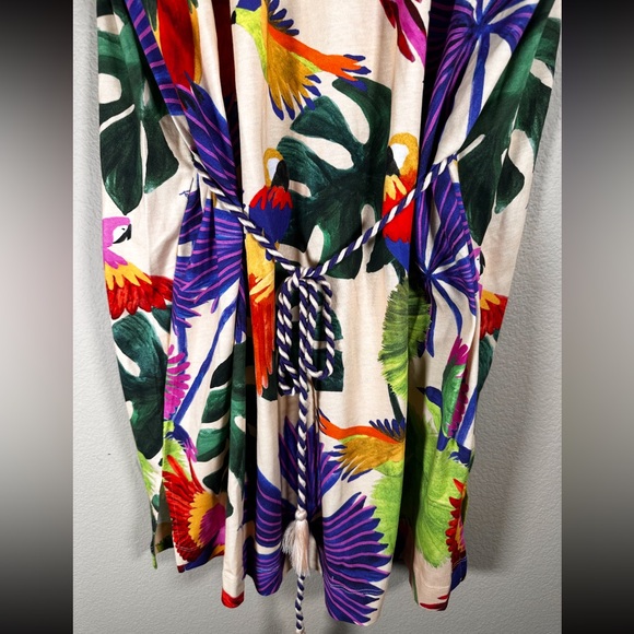 NWT Farm Rio Sand Macaw Jungle Organic Cotton T-Shirt Dress - Picture 9 of 14